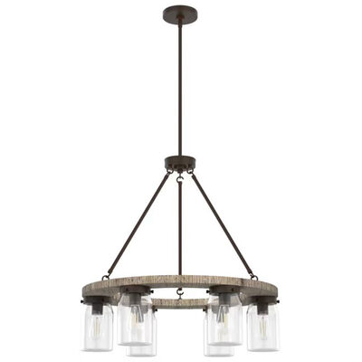 Hunter Devon Park 26.5 in. 6-Light Chandelier with Clear Glass - Onyx Bengal | 19210