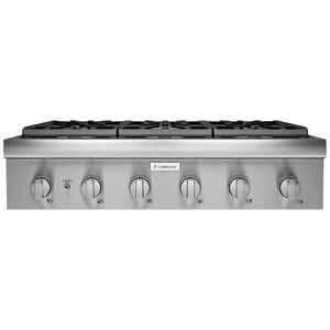 Thermador Professional Series 36 in. 6-Burner Natural Gas Rangetop with Simmer Burner & Power Burner - Stainless Steel, , hires