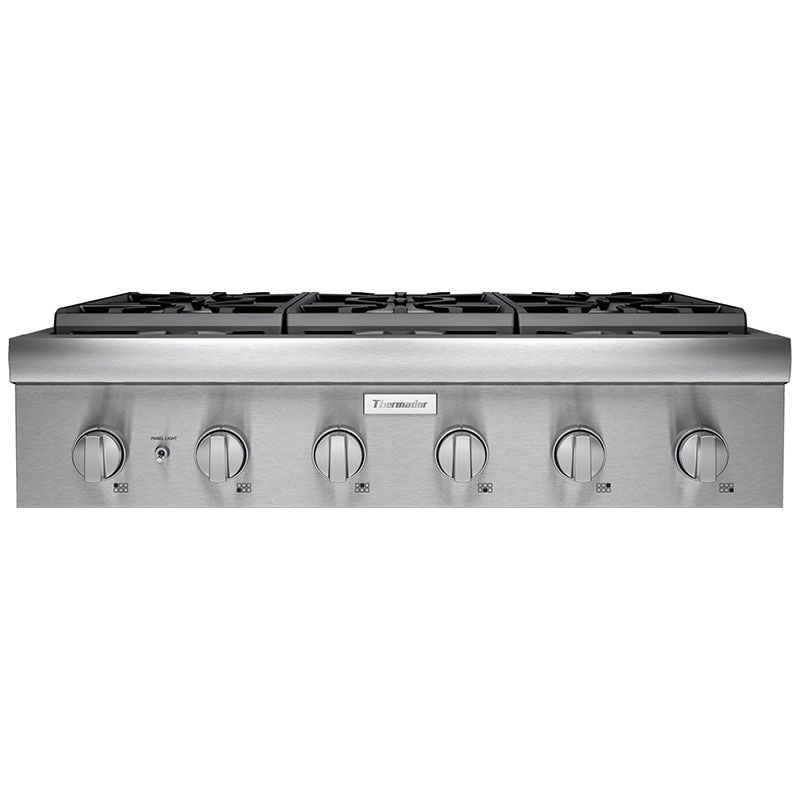Thermador Professional Series 36 in. 6-Burner Natural Gas Rangetop with Simmer Burner & Power Burner - Stainless Steel, , hires
