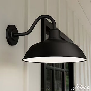 Hunter Mill Valley Rustic Modern Metal Dome Outdoor Medium Wall Light-Matte Black, , hires