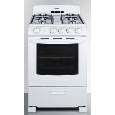 Summit 24 in. 2.9 cu. ft. Oven Freestanding Gas Range with 4 Sealed Burners - White | RG244WS