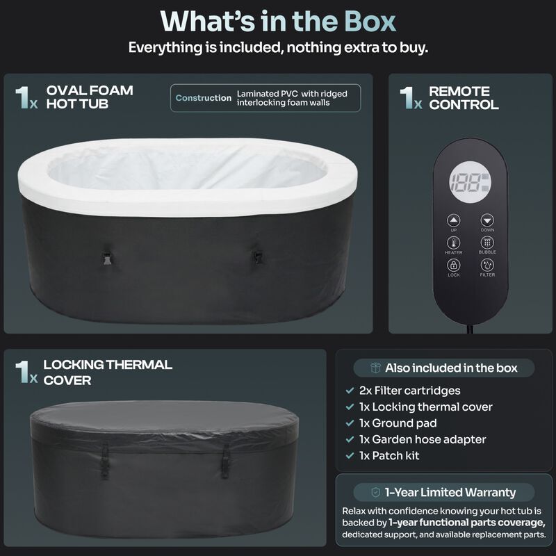 EZLife Serenity 2 Person Oval Foam Hot Tub, , hires