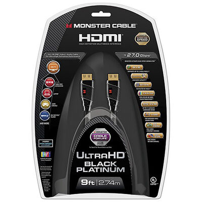 Monster Black Platinum Line 9' 4K Ultra HD In-Wall HDMI Cable | 140804-00