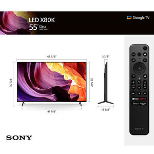 Sony - 55" Class X80K Series LED 4K UHD Smart Google TV, , hires