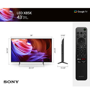 Sony - 43" Class X85K Series LED 4K UHD Smart Google TV, , hires
