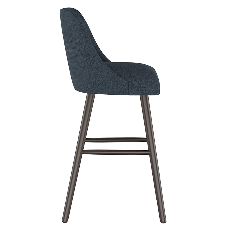 Skyline Furniture Modern Mid Century Bar Stool in Linen Fabric - Navy, Navy, hires