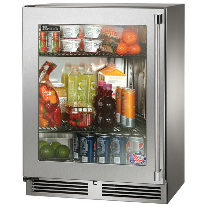 HH24RS44R Perlick 24 Signature Series Shallow Depth Undercounter  Refrigerator with Custom Panel Glass Door - Right Hinge