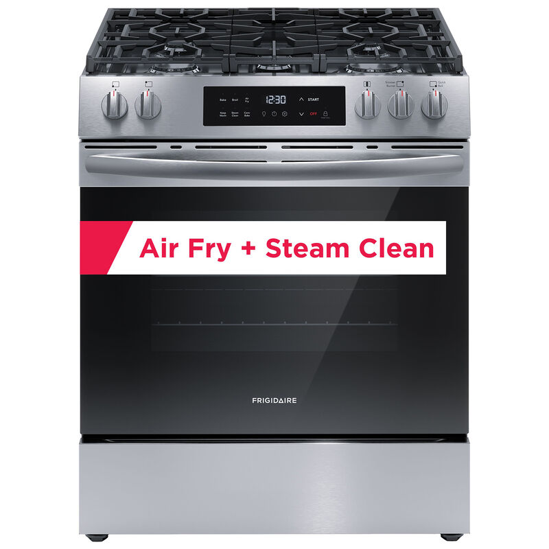 Frigidaire 30 in. 5.1 cu. ft. Air-Fry Standard Convection Gas Range with 5 Sealed Burners - Stainless Steel, , hires
