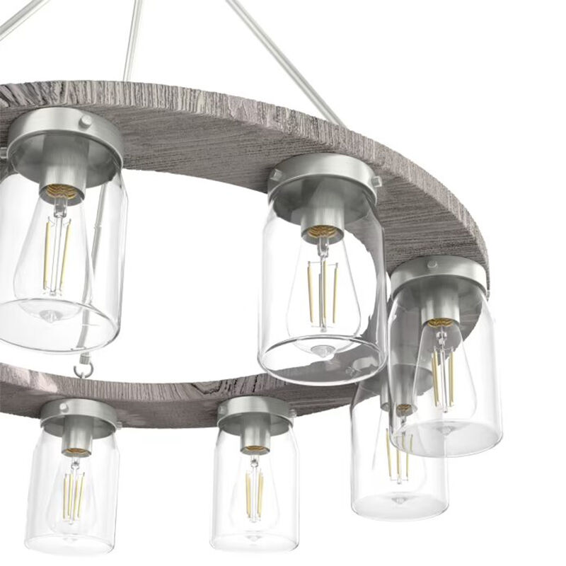 Hunter Devon Park 31 in. 9-Light Chandelier with Clear Glass - Brushed Nickel, , hires