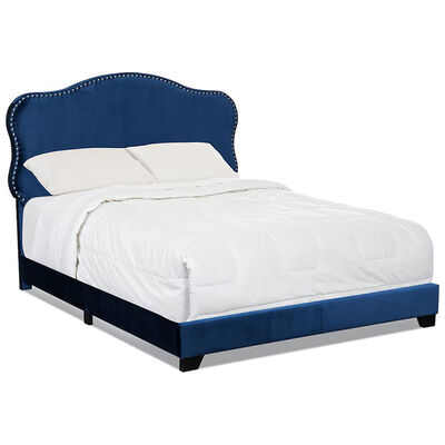 Klaussner Scalloped Upholstered King Size Complete Bed - Navy | 283-661