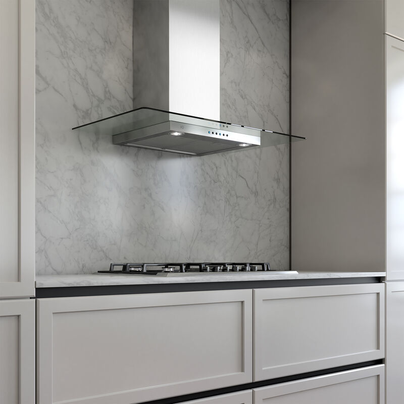 XO 36 in. Convertible Chimney Style Range Hood with 600 CFM, 3 Fan Speeds & 2 LED Lights - Stainless Steel, , hires