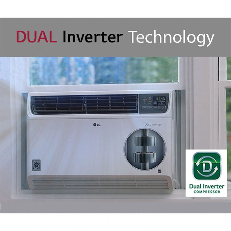 LG 8,000 BTU Smart Energy Star Window Air Conditioner with Dual Inverter, Sleep Mode & Remote Control - White, , hires