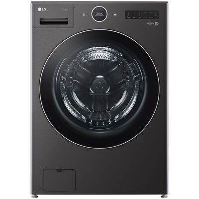 LG 27 in. 5.0 cu. ft. Front Loading Smart Washer with 25 Wash Programs, 19 Wash Options, Sanitize Cycle, Steam Wash & Self Clean - Black Steel | WM6700HBA