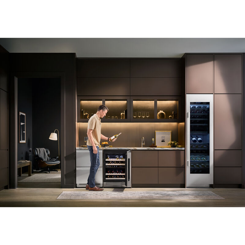 SKS 24 in. Undercounter Smart Wine Cooler with Metal & Wood Racks, Dual Temperature Zones & 41 Bottle Capacity - Custom Panel Ready, , hires