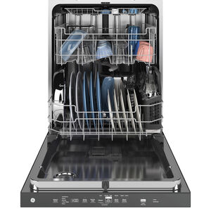 GE 24 in. Top Control Flush-Mount Dishwasher with 45 dBa Sound Level, 3rd-Rack, Dry Boost & Pocket Handle - White, White, hires
