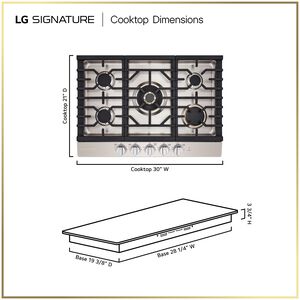 LG SIGNATURE 30 in. 5-Burner Smart Natural Gas Cooktop with EasyClean, Simmer Burner & Power Burner - Stainless Steel, , hires