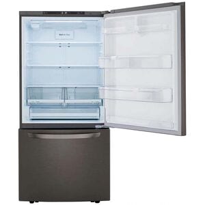 LG 33 in. 25.5 cu. ft. Bottom Freezer Refrigerator with Ice Maker - PrintProof Black Stainless Steel, PrintProof Black Stainless Steel, hires