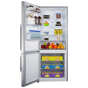 Summit Thin Line Series 28 in. 14.0 cu. ft. Counter Depth Left-Hinged Bottom Freezer Refrigerator - Stainless Steel, , hires
