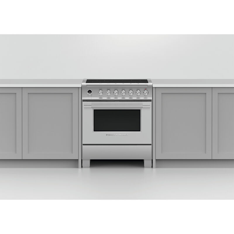 Fisher & Paykel Series 9 Classic 30 in. 3.6 cu. ft. Smart Convection Oven Freestanding Electric Range with 4 Induction Zones - Stainless Steel, , hires
