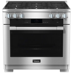 Miele 36 in. 5.8 cu. ft. Smart Convection Oven Freestanding Dual Fuel Range with 6 Sealed Burners - Clean Touch Steel, , hires