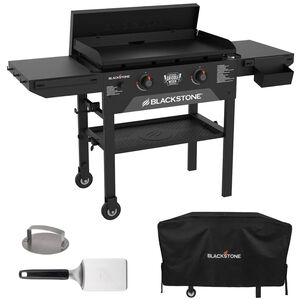 Blackstone National Griddle Week 28 in. 2-Burner Liquid Propane Gas Flat Top Griddle with Side Tables & 524 sq. in. Cooking Surface - Black, , hires