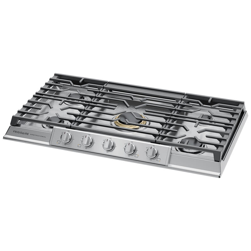 Frigidaire Professional 36 in. 5-Burner Natural Gas Cooktop with Simmer Burner & Power Burner - Stainless Steel, , hires