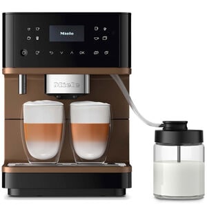 Miele CM 6360 MilkPerfection Countertop Coffee Machine with WiFi Connect, Aromatic System, OneTouch for 2 Convenient Cleaning & Maintenance Programs -Obsidian Black with Bronze Front Plate, Black, hires
