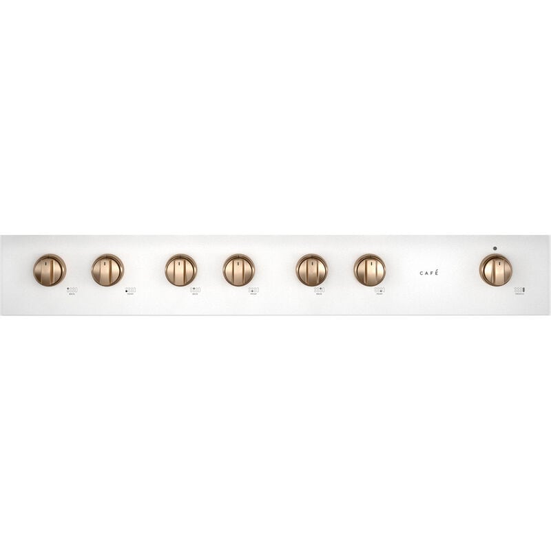 Cafe 48 in. 6-Burner Natural Gas Rangetop with Griddle, Simmer Burner & Power Burner - Matte White, Matte White, hires