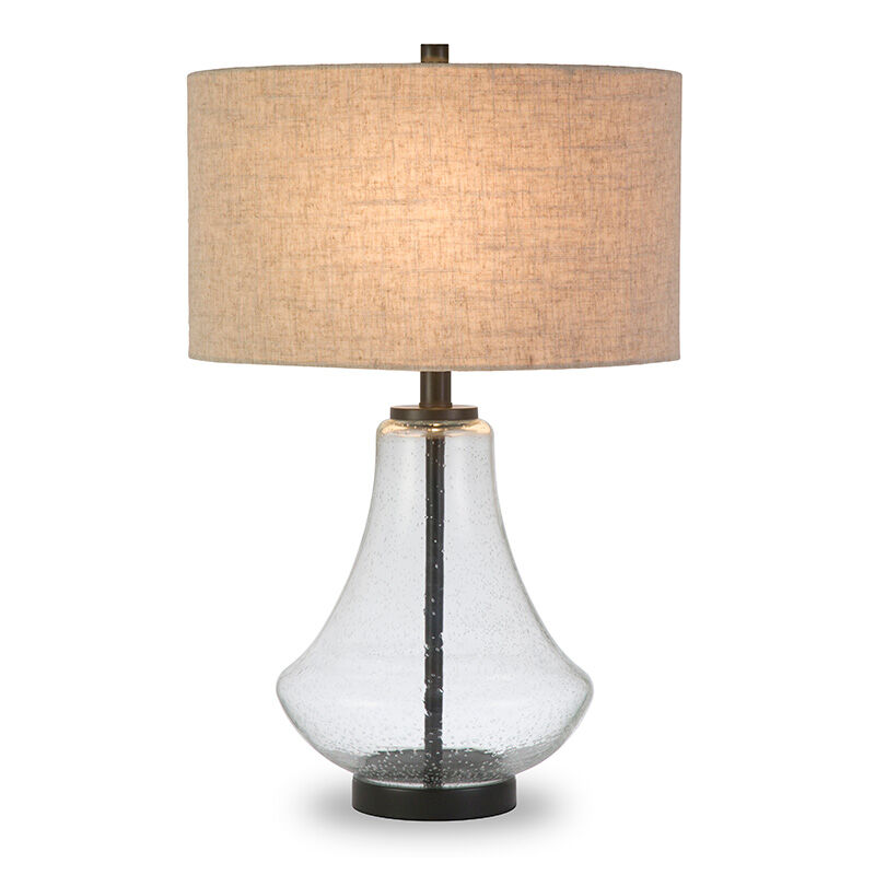 Hudson & Canal Lagos Table Lamp- Seeded Glass with Flax Shade, , hires