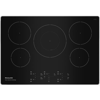 KitchenAid 30 in. 5-Burner Induction Cooktop with Simmer & Power Burner - Stainless Steel | KCIG550JSS