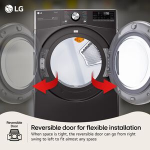 LG 27 in. 7.4 cu. ft. Smart Stackable Round-Door Gas Dryer with Tempered Glass, Built-In Intelligence, Sensor Dry, Turbo Steam, Sanitize & Steam Cycle - Black Steel, Black Steel, hires