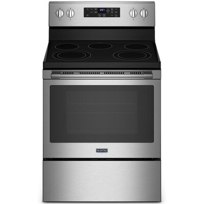 Maytag 30 in. 5.3 cu. ft. Air Fry Convection Oven Freestanding Electric Range with 5 Smoothtop Burners - Fingerprint Resistant Stainless | MER7700LZ