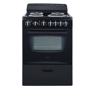 Avanti 24 in. 2.6 cu. ft. Oven Freestanding Electric Range with 4 Coil Burners - Black, , hires