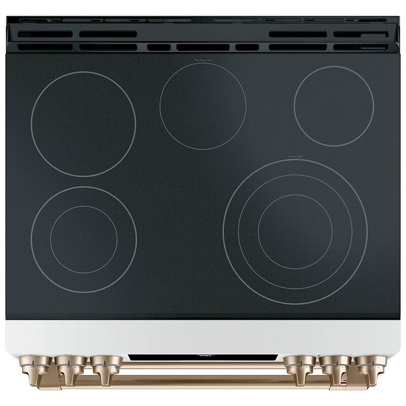 Cafe 30 in. 7.0 cu. ft. Smart Convection Double Oven Slide-In Electric Range with 5 Smoothtop Burners - Matte White, Matte White, hires
