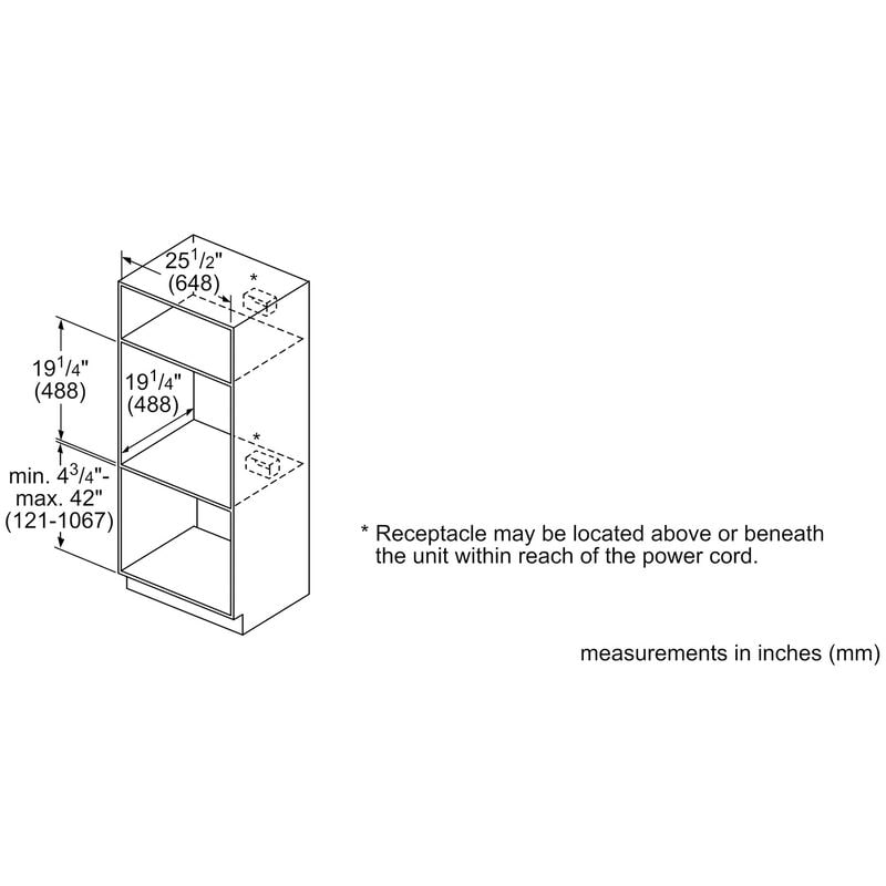 Bosch 500 Series 27 in. 1.6 cu. ft. 950W Built-In Microwave with Sensor Cooking - Stainless Steel, , hires