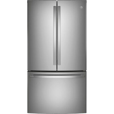 GE Profile 36 in. 23.1 cu. ft. Counter Depth French Door Refrigerator with Internal Water Dispenser - Stainless Steel | PWE23KYNFS