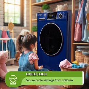 Equator 24 in. 1.9 cu. ft. Electric Front Load All-in-One Laundry Center with Sanitize Cycle & Sensor Dry - Blue, Blue, hires