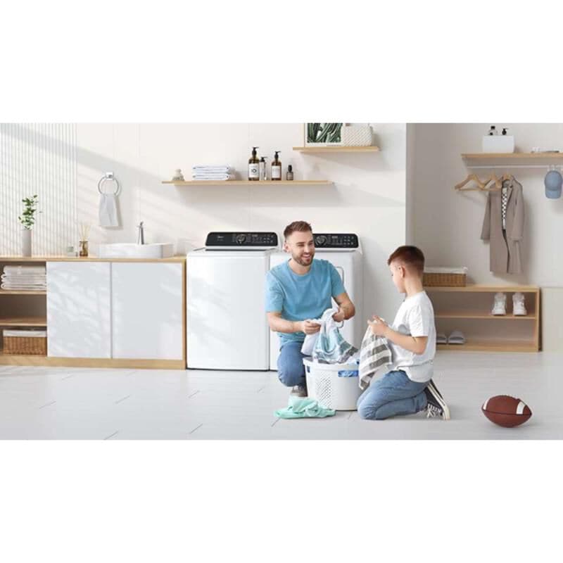 Midea 27 in. 7.0 cu. ft. Smart Gas Dryer with Sensor Dry & Sanitize Cycle - White, White, hires