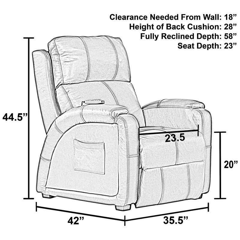 Catnapper Reliever Power Headrest Power Lay Flat Recliner w/CR3 Heat/Massage/Lumbar/Zero Gravity - Black, , hires