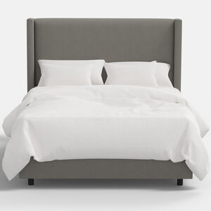 Skyline Furniture Linen Fabric Upholstered Full Size Wingback Bed - Grey, , hires