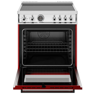 Bertazzoni Professional Series 30 in. 4.6 cu. ft. Air Fry Dual Convection Electric Range with 4 Induction Burners - Red, Red, hires