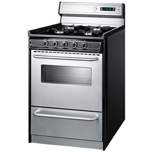 Summit 24 in. 2.9 cu. ft. Gas Range with Open Burners - Stainless Steel, , hires
