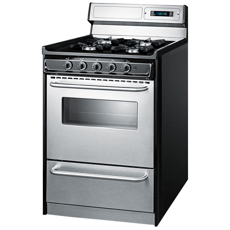 Summit 24 in. 2.9 cu. ft. Gas Range with Open Burners - Stainless Steel, , hires