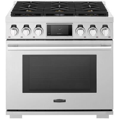 Signature Kitchen Suite 36 in. 6.3 cu. ft. Smart Standard Convection Gas Range with 6 Sealed Burners - Stainless Steel | SKSGR360S