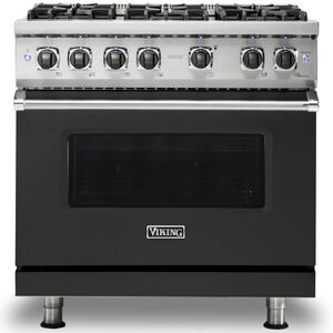 Viking 5 Series 36 in. 5.1 cu. ft. Convection Oven Freestanding Gas Range with 6 Sealed Burners - Cast Black, , hires