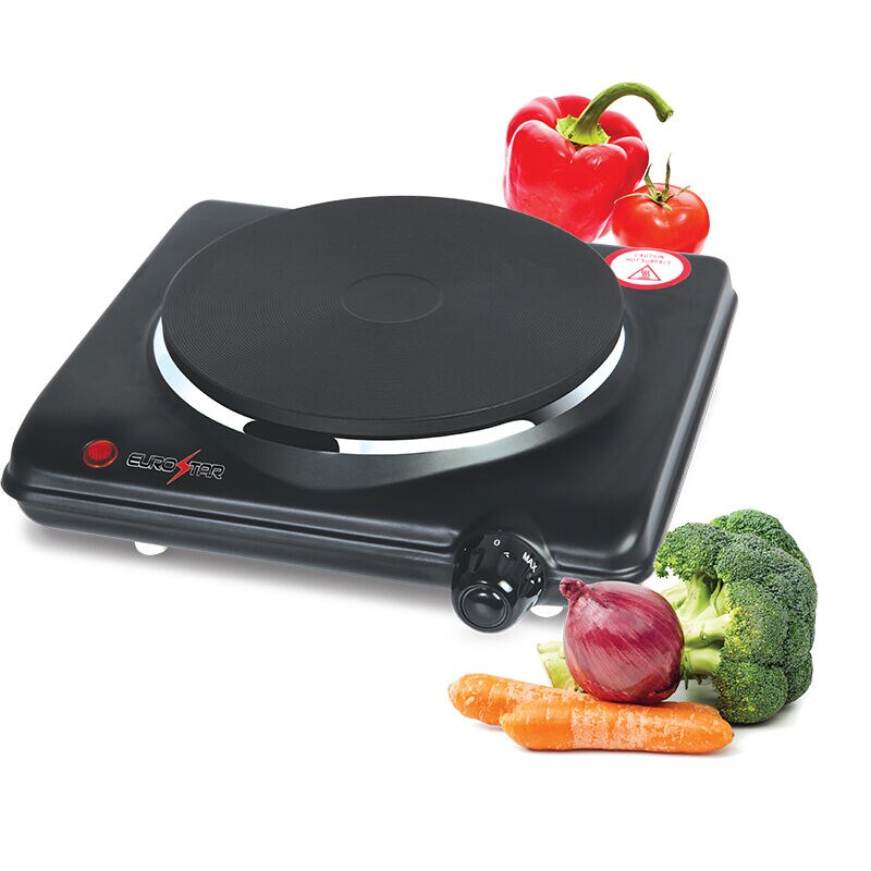 Eurostar Single Burner Hot Plate with Cast Iron Flat Plate, , hires
