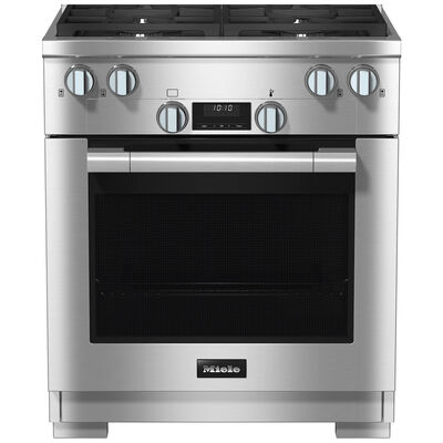 Miele 30 in. 4.6 cu. ft. Smart Dual Convection Dual Fuel Range with 4 Sealed Burners - Clean Steel | HR1724-3GDF
