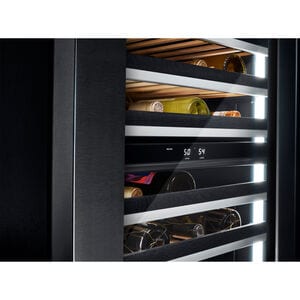 JennAir Rise 24 in. Undercounter Wine Cooler with Wood Racks, Dual Temperature Zones & 45 Bottle Capacity - Stainless Steel, , hires