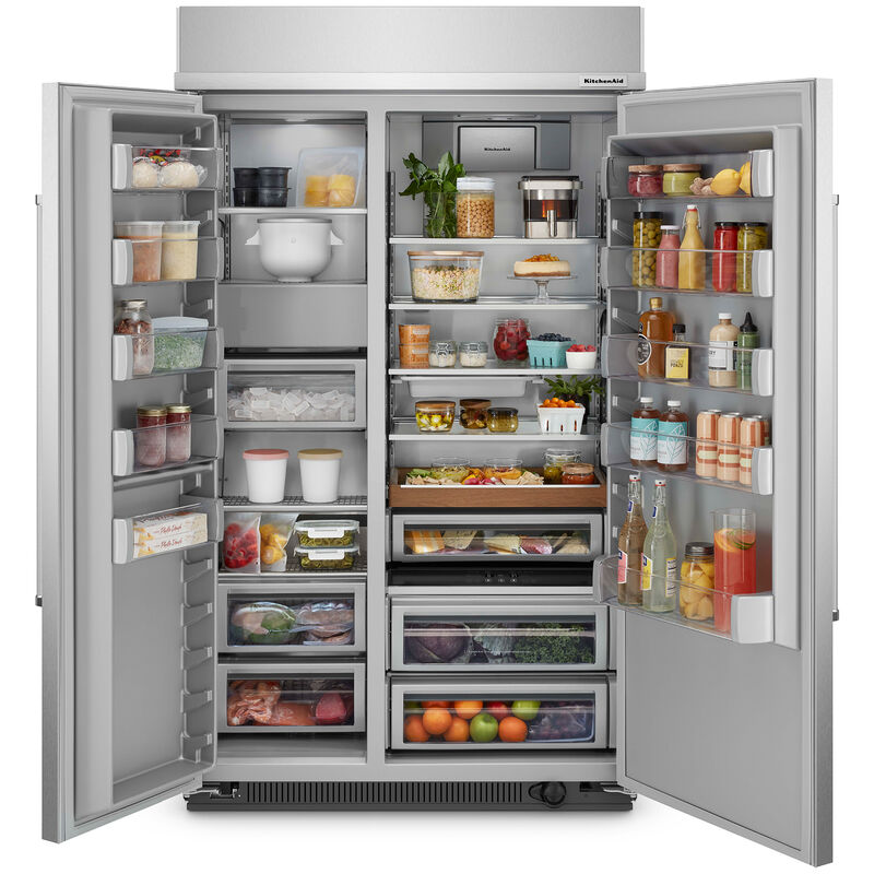 KitchenAid 48 in. 30.0 cu. ft. Built-In Counter Depth Side-by-Side Refrigerator with Ice Maker - Stainless Steel with PrintShield Finish, Stainless Steel with PrintShield Finish, hires