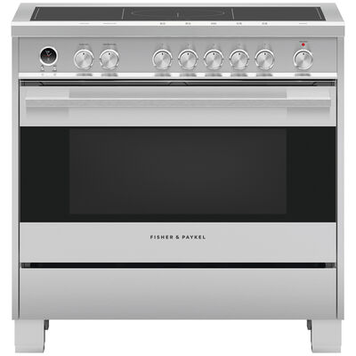 Fisher & Paykel Series 9 36 in. 4.9 cu. ft. True European Convection Electric Range with 5 Induction Burners - Stainless Steel | OR36SDI6X1